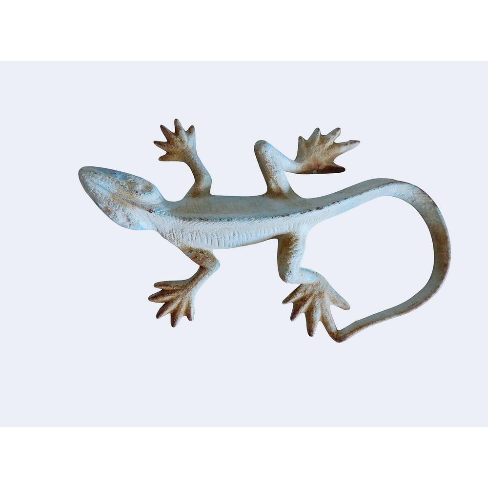 Rustic Gecko Lizard Cast Iron Sculpture Statue Figure Reptile Door Stop Decor